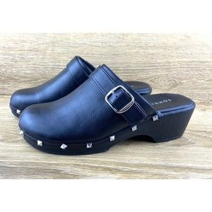 TORRID Women’s Size 9 WW Studded Mules Clogs 2" Heel Extra Wide Width Black Goth